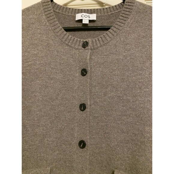 COS 100% WOOL BUTTONED Sweater Vest Pockets EUC Brown Womens Large - Picture 16 of 16
